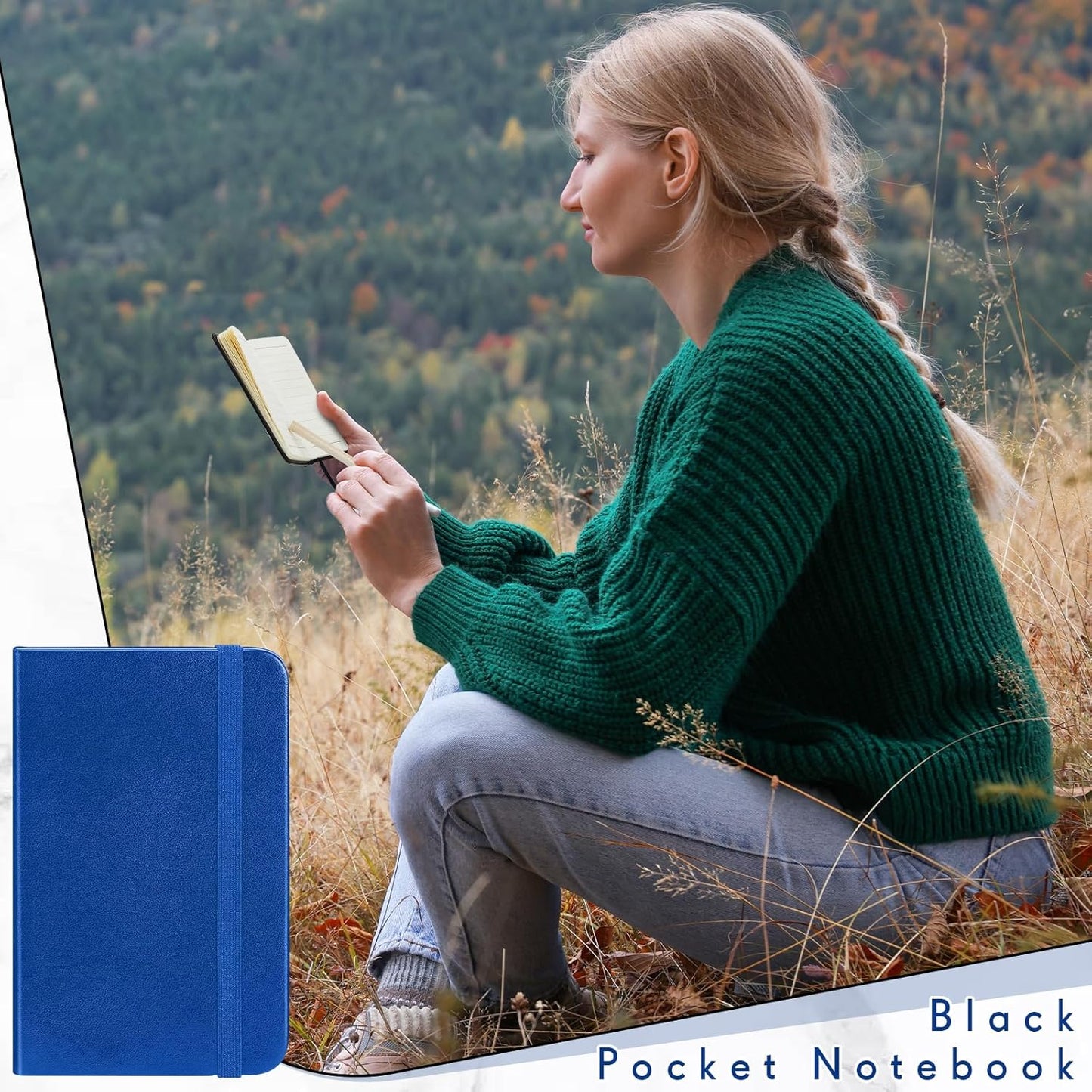 Qeeenar 10 Pcs Mini Black Brown Blue Leather Pocket Notebook Bulk, 4 x 2.5 Inch Small Journal Note Book, 50 Sheets Hardcover Tiny Notepad Lined for Office Home School Writing Supplies