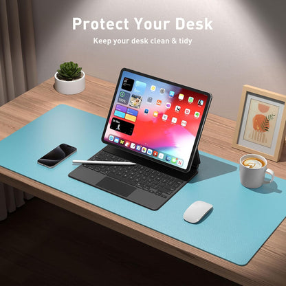 Aothia Non-Slip Waterproof PU Leather Desk Pad Protector for Mouse, Writing Desk, Office, Home, Laptop Blotter, 23.6" x 13.7", Black - Colors B