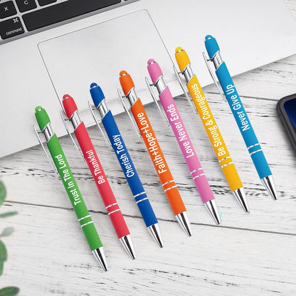 PASISIBICK 3.86 in Blue Ink Refills for Ballpoint Pen with Stylus Tip, Soft Touch Click Pen, 2 in 1 Metal Pens, Medium Point(Pack of 40)