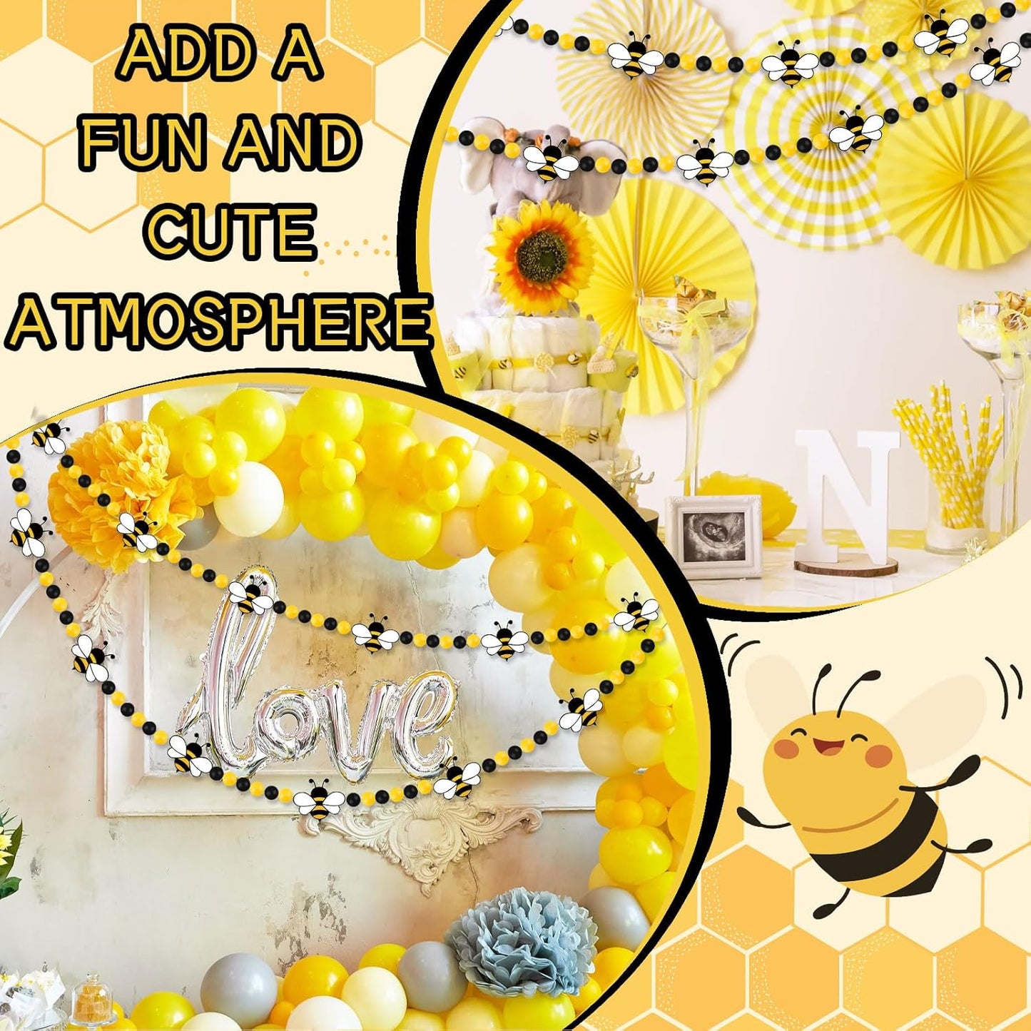 8.2 Ft Pencil Wooden Garland Graduation Yellow Pencil Banners with Cute Beads Hanging Ornaments for Kindergarten Classroom Office Home First Day of School Party Decor