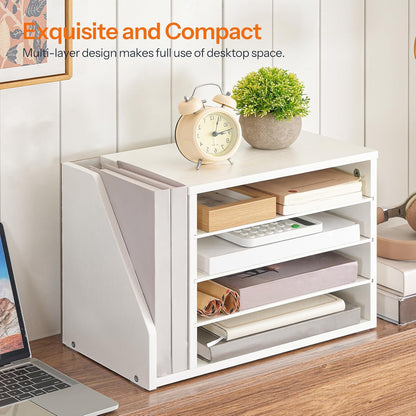HOOBRO Mail Sorter, Literature Organizer with Adjustable Shelves, Paper Organizer for Office, Home, Wood Countertop File Holders, Mails, Magazines, Rustic Brown FG41WF01