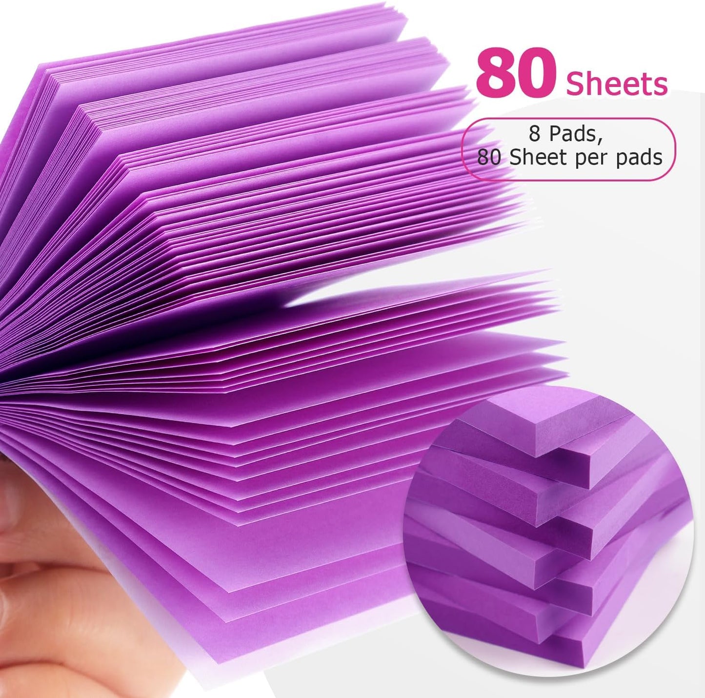 Sticky Notes 3x3 Self-Stick Notes Bright Colors Sticky Notes 8 Pads 80 Sheet/Pad (Blue)