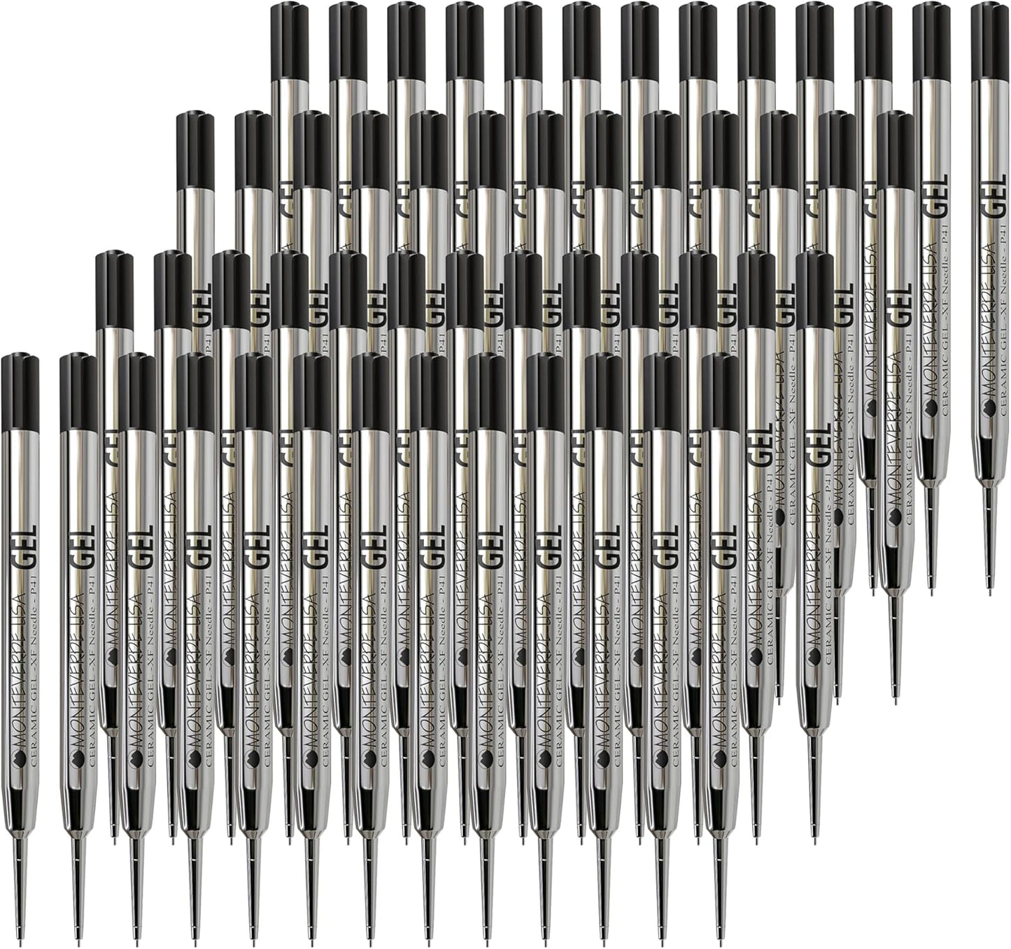 Monteverde Capless Gel Refills to Fit Parker-Style Ballpoint Pens, 0.5mm Extra Fine Needle Point, Black, 2-Pack, Smooth Writing Technology for Parker, Conklin, Schmidt, and More