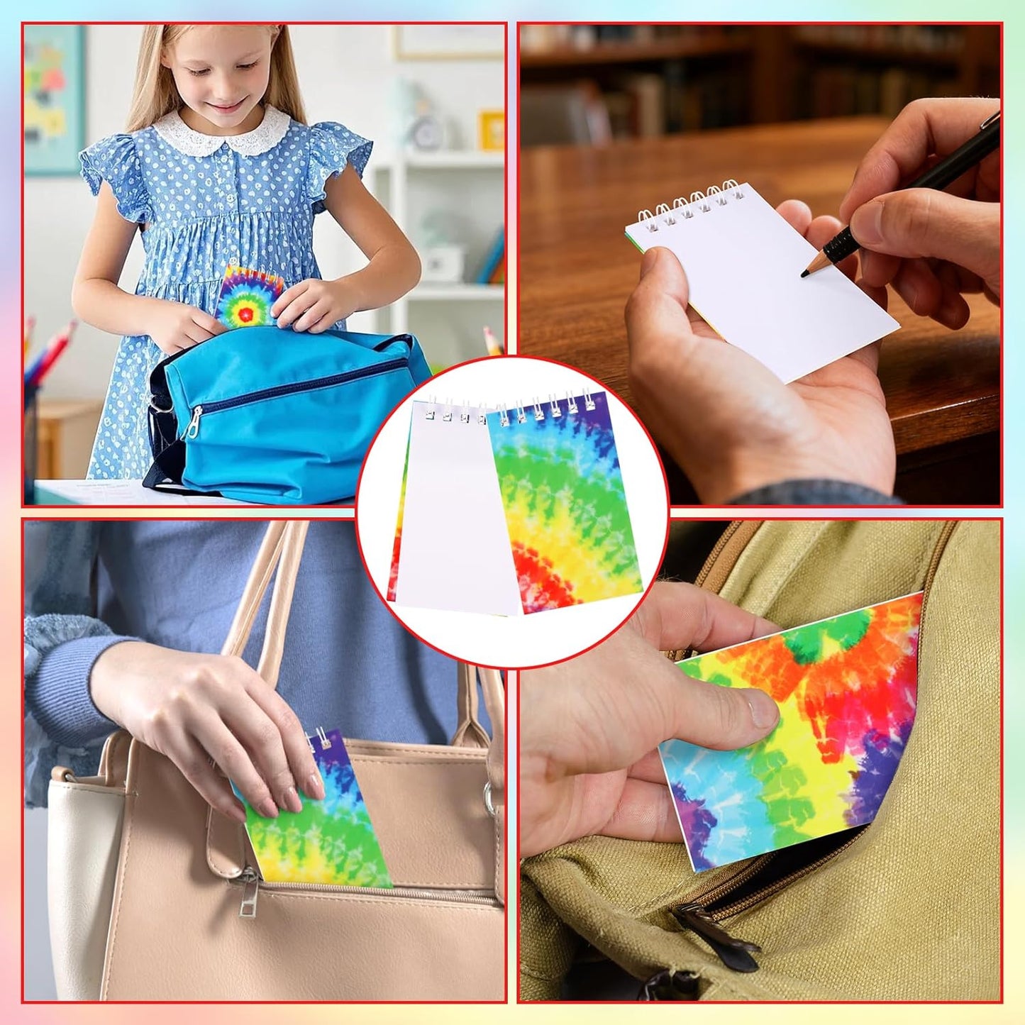 Hooqict 24 Pack Small Pocket Notebook Mini Notebooks Bulk Small Spiral Notepads with 8 Colors, Memo Note Pads for Kids, Work, Office, School, 3.9 x 2.4 Inches