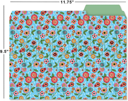 Current Floral Fun File Folders Value Pack - Bulk Set of 24, 6 Pretty Decorative Designs, 1/3 Cut Tabs, Heavy-Duty Paper Stock, Office Supplies for Home & Work, 9-½” x 11-¾” Letter Size