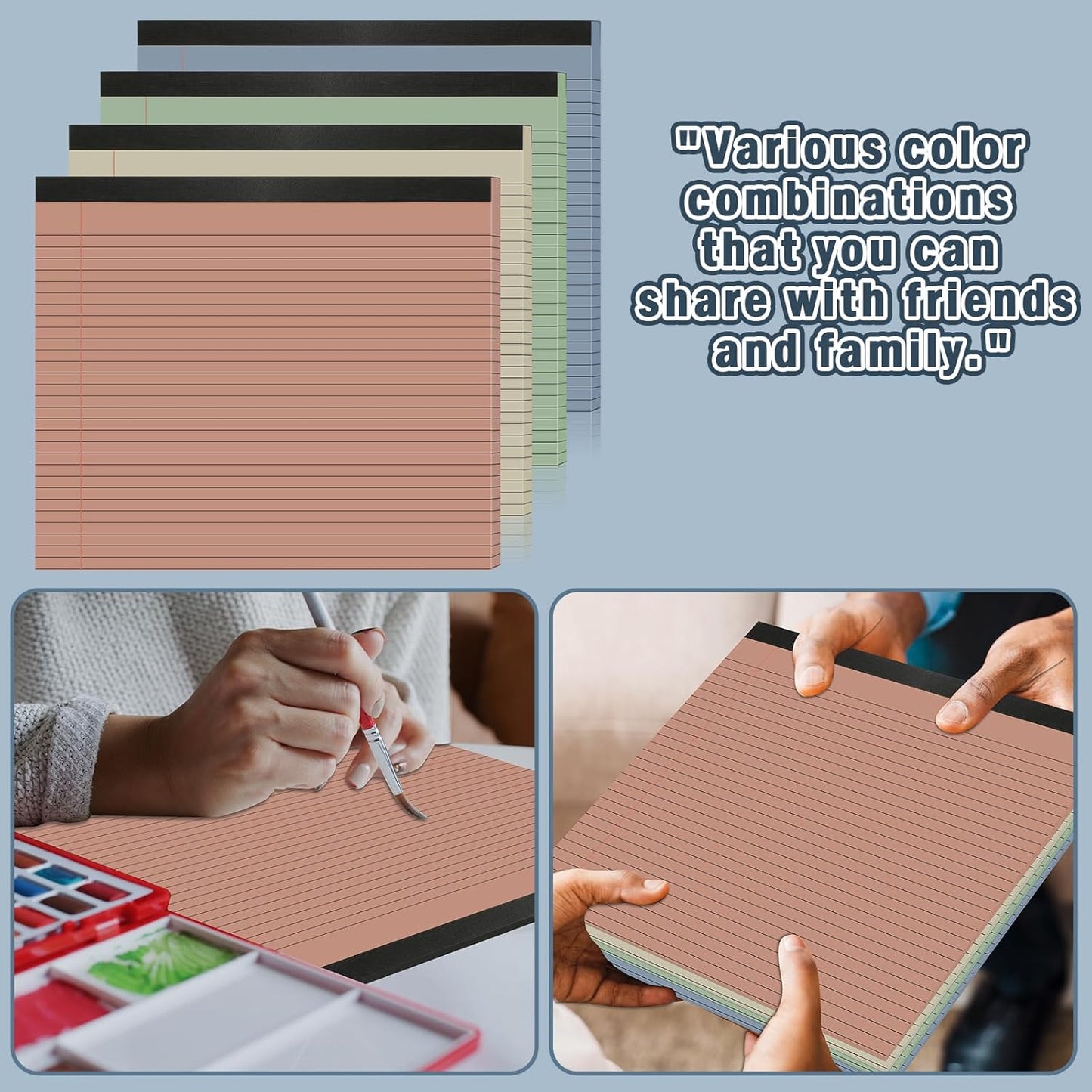 gisgfim 4 Pack 11" x 9.5" Legal Pads College Ruled Notepad Landscape Notebook 80 GSM Horizontal Lined Notebook Writing Pads Aesthetic Legal Pad for School Office Business (Pastel)