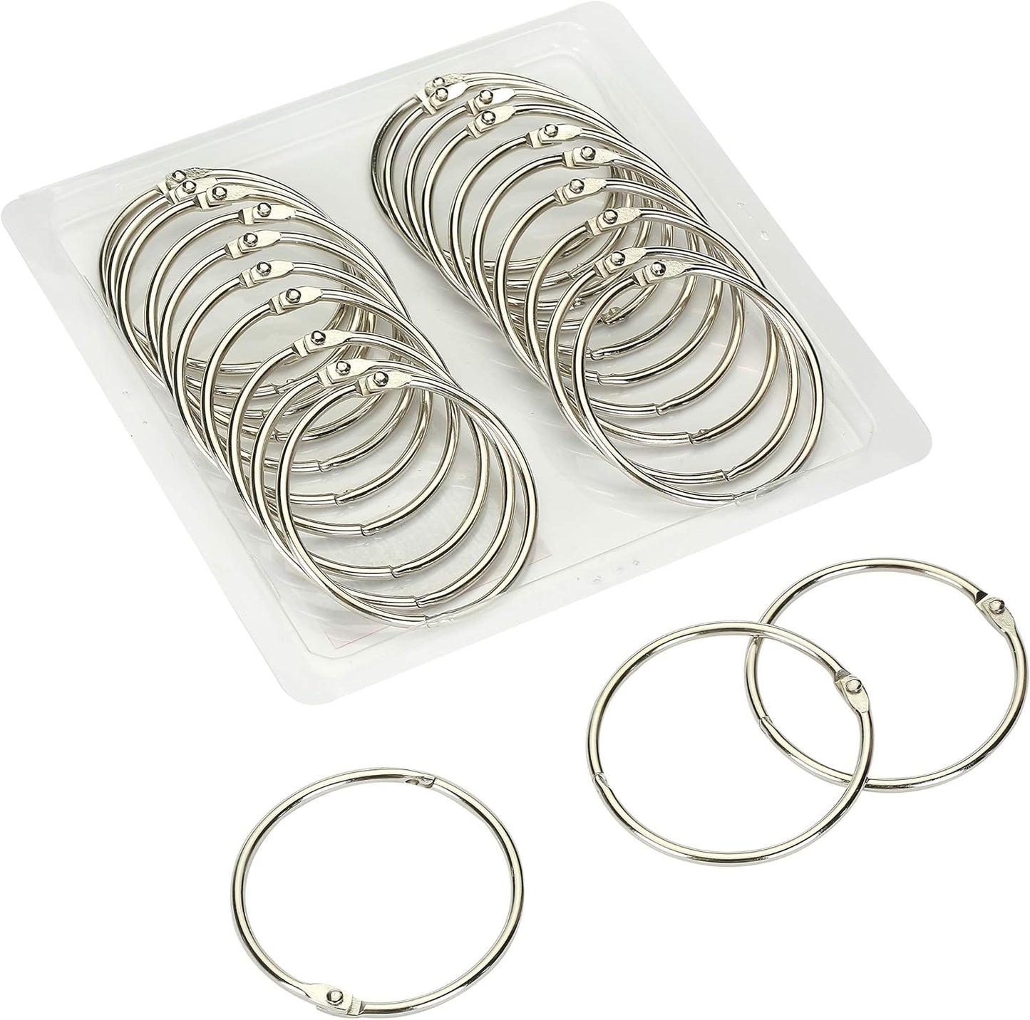 Mr. Pen- Loose Leaf Binder Book Rings, 5 Assorted Sizes (0.6", 1", 1.2", 1.5",2"), 36 Pack, Metal Binder Rings for Index Cards, Keychains, School, Home, Office, Silver