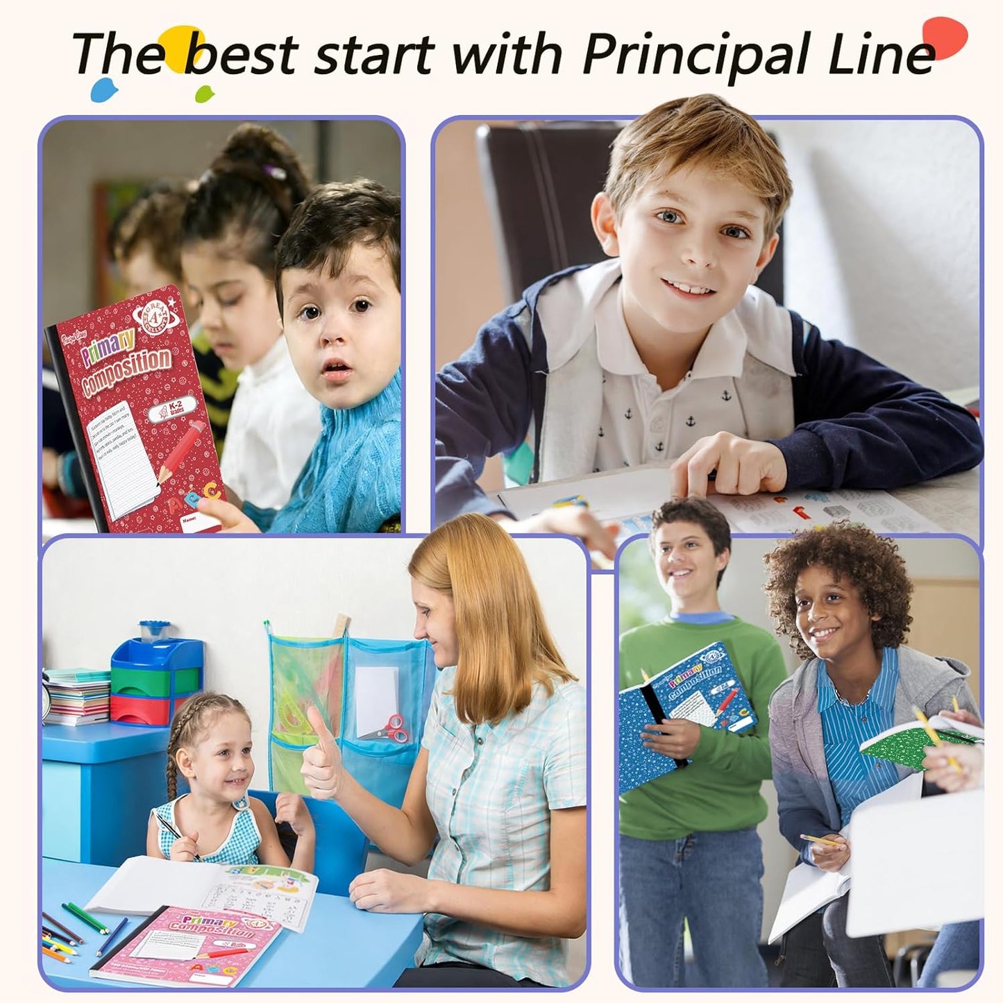 24 Pack Primary Composition Notebooks, Primary Journal Grades k-2, Writing Notebooks for Kids - Primary Ruled 200 Pages (100 Sheets) Hard Cover