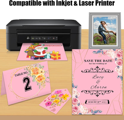 25 Sheets Black Cardstock Paper 8.5'' x 11'', 250gsm/92lb Thick Paper for Scrapbook, Invitations, Printing and DIY Cards