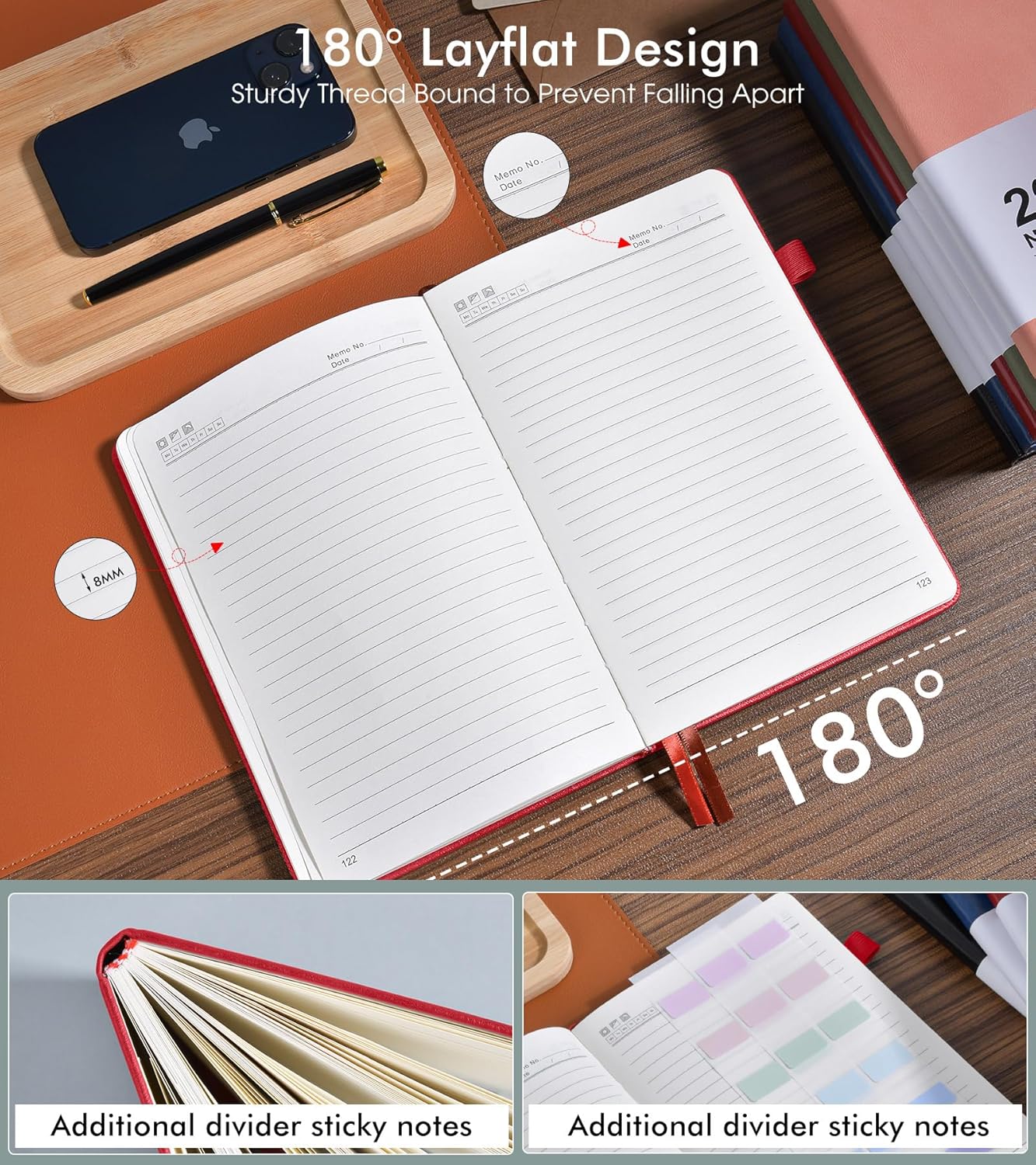 Lined Journal Notebook for Men Women, 200 Numbered Pages Leather Hardcover Journal with Pen, A5 Journaling Notebooks, Thick Paper College Ruled Journals for Writing Work Business 5.75'' X 8.38'' Black