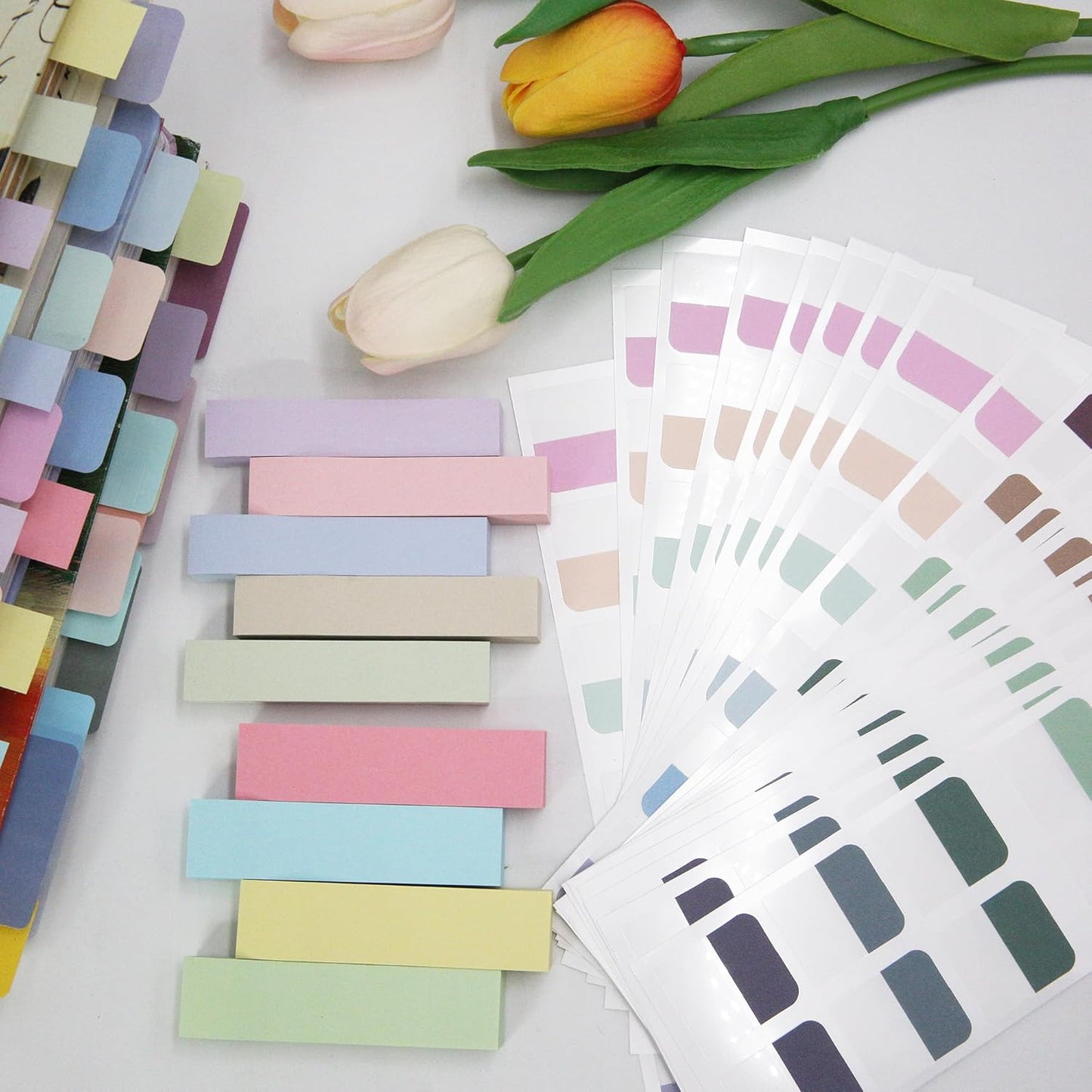 Potanro Sticky Tabs 1200 Pcs Sticky Book Tabs Colorful Annotation Tabs, Writable Transparent Sticky Notes Page Sticky Notes for School Supplies and Office Supplies (6 Sheets)
