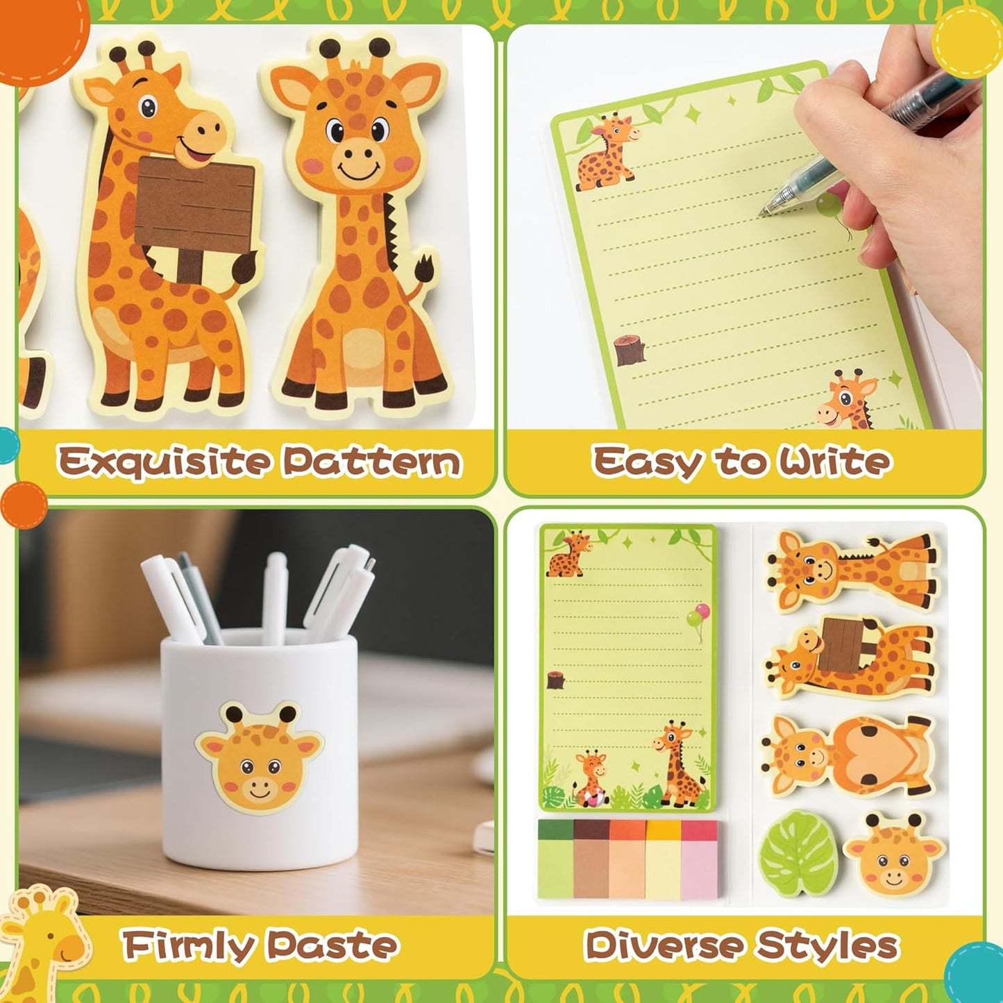 B1ykin Cute Sticky Notes Set - Stay Alive Skeleton Shaped Self-Stick Notes Pad, 550 Sheets Writing Memo Pages Sticky Notepad for Teacher Appreciation Gifts, School Office Supplies (Funny Skeleton) - Colors B