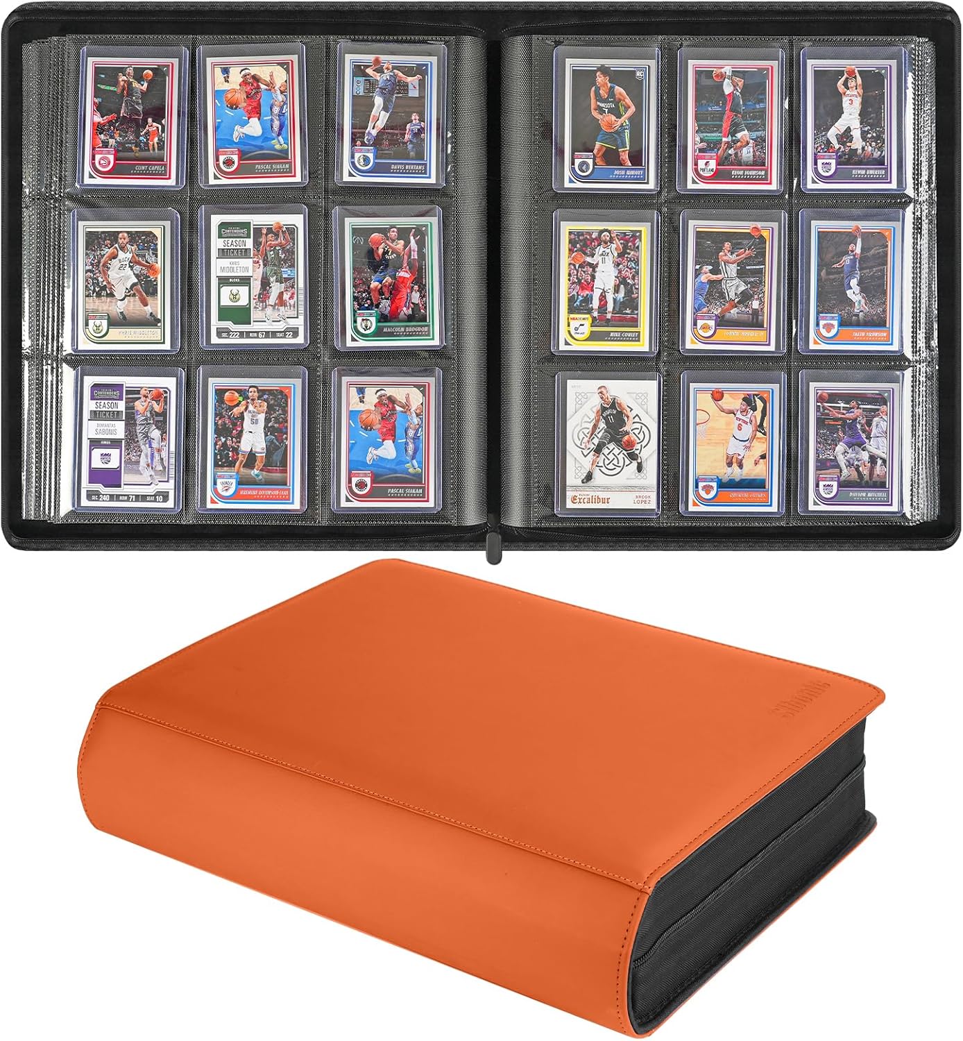 9 Pocket TopLoader Binder, Holds 360 3”x4” Toploader Hard Cases, Sleeves Card Collection Binder, 20 Double Sided Pages, Compatible with Trading & Sports Holder - Black