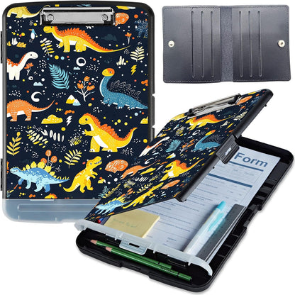 Clipboard with Storage, Heavy-Duty Side-Opening Folder with Pen Holder, Durable Plastic Nursing Clipboard for Nurses, Teachers, and Sales, Cow Prints 02