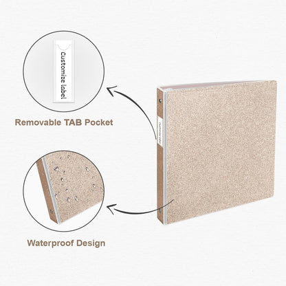 EYROZILL 3 Ring Binders 1 Inch Round Rings Binder Gold Binder Holds 8.5" x 11" Letter Size 300 Sheets, Waterproof, Gold
