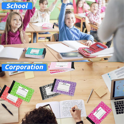 24 Pack 9.75 x 7.5 in Large Composition Notebooks Bulk 12 Color Wide Ruled Composition Books Marble Journal Notebook 60 Sheets per Book for Aldult Student College Office Back to School Supplies