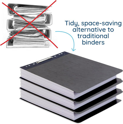 25 Blue Summit Supplies Report Covers with Sliding Bar Fastener - Black Pressboard Report Covers, Letter Size, Durable 2'' Capacity Business Report Covers