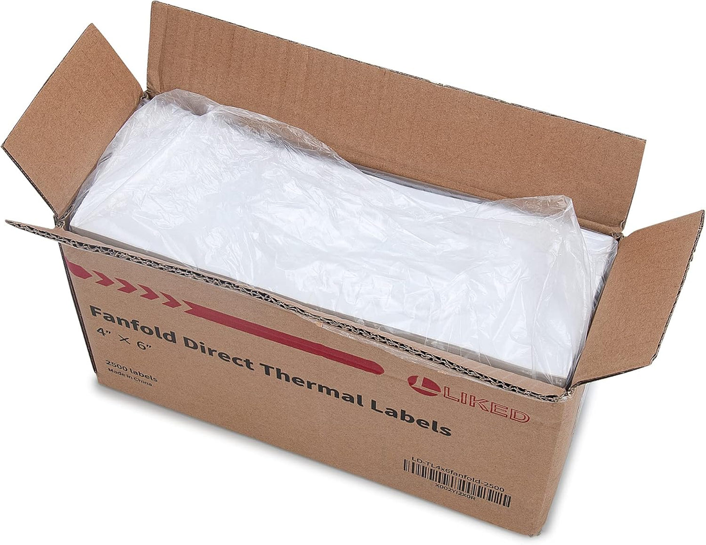 L LIKED 200 4x6 Thermal Labels Fanfold, Direct Thermal Shipping Labels - Perforated and Strong Adhesive