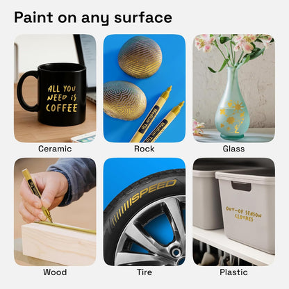 ARTISTRO 2 White Permanent Marker - Waterproof Markers for Tire, Fabric, Rocks, Glass, Ceramic, Wood, Paper - Oil Based Paint Pens - Extra-Fine Tip 0.7mm