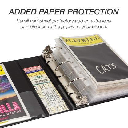 Samsill Economy 3 Ring Mini Binder, 1-Inch Round Ring Binder, Holds 100 Sheets, Black, 6 Pack (MP32300)
