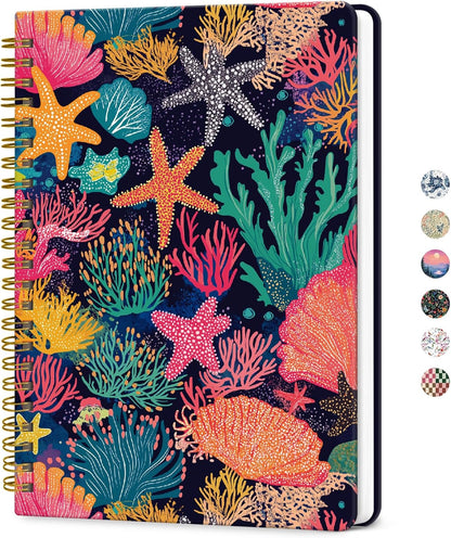 ZOTIA Lined Spiral Journal for Women, A5 Cute Hardcover College Ruled Notebook for Work, School & Note Taking, Aesthetic Writing Journal, 140 Pages (5.8" x 8.3"), Blue Floral
