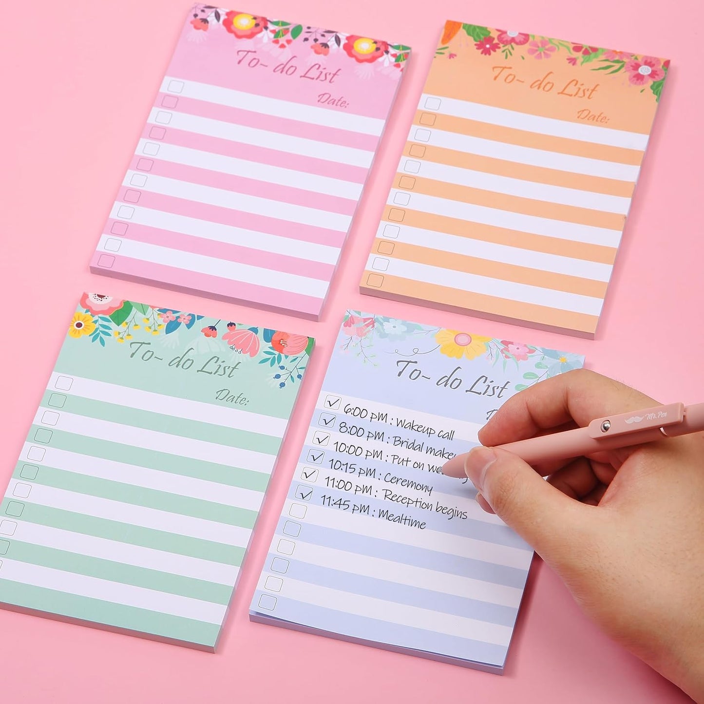 Mr. Pen To Do List Sticky Notes, 4" x 6", 200 Sheets, Floral Style, To Do List Notepad