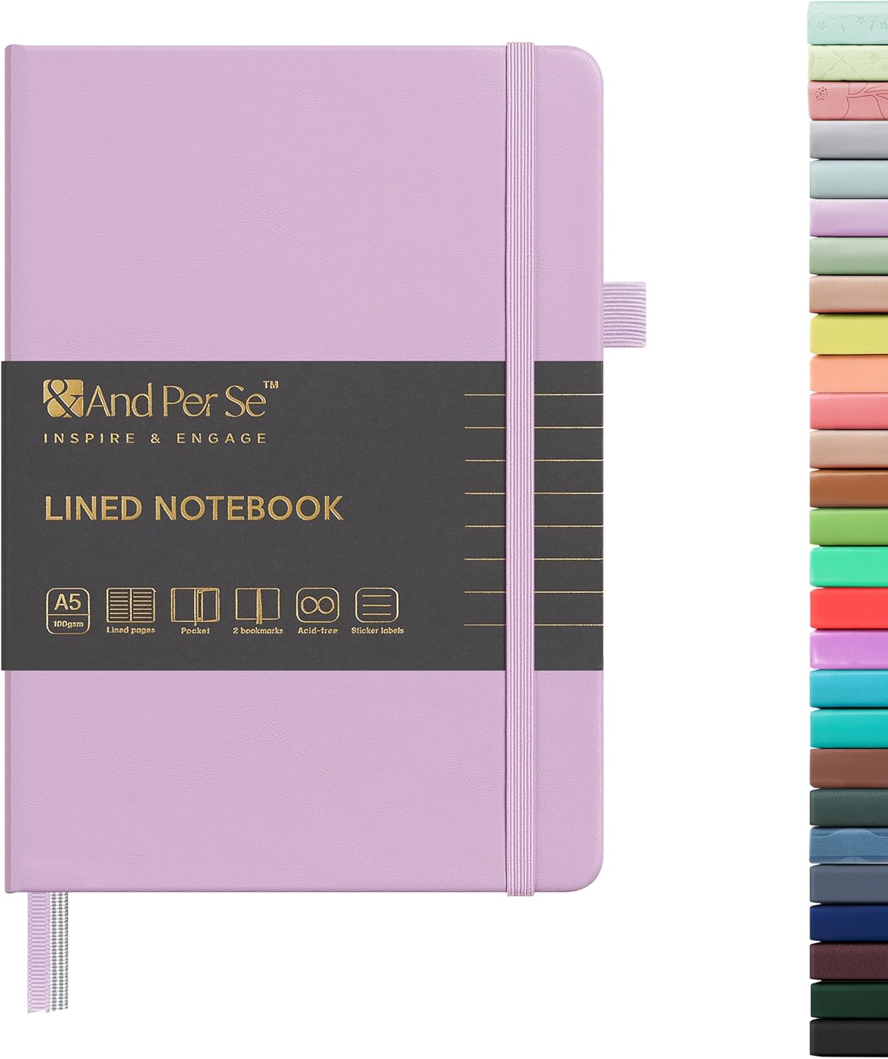 &And Per Se Lined Journal Notebook, 160 Pages, A5 5.7 x 8 inches College Ruled Thick Paper Notebook Journals for Writing, Hardcover Notebooks for Women Men Office School (1 Pack, Green) - Colors A