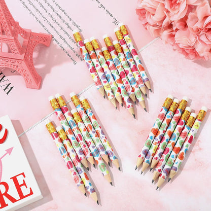 JarThenaAMCS 50Pcs Independence Day Pencil with Erasers American Flag Short Writing Wooden Pencils Red White Blue Patriotic Half Pencil for 250th Anniversary 4th of July School Office Supplies, 4 in