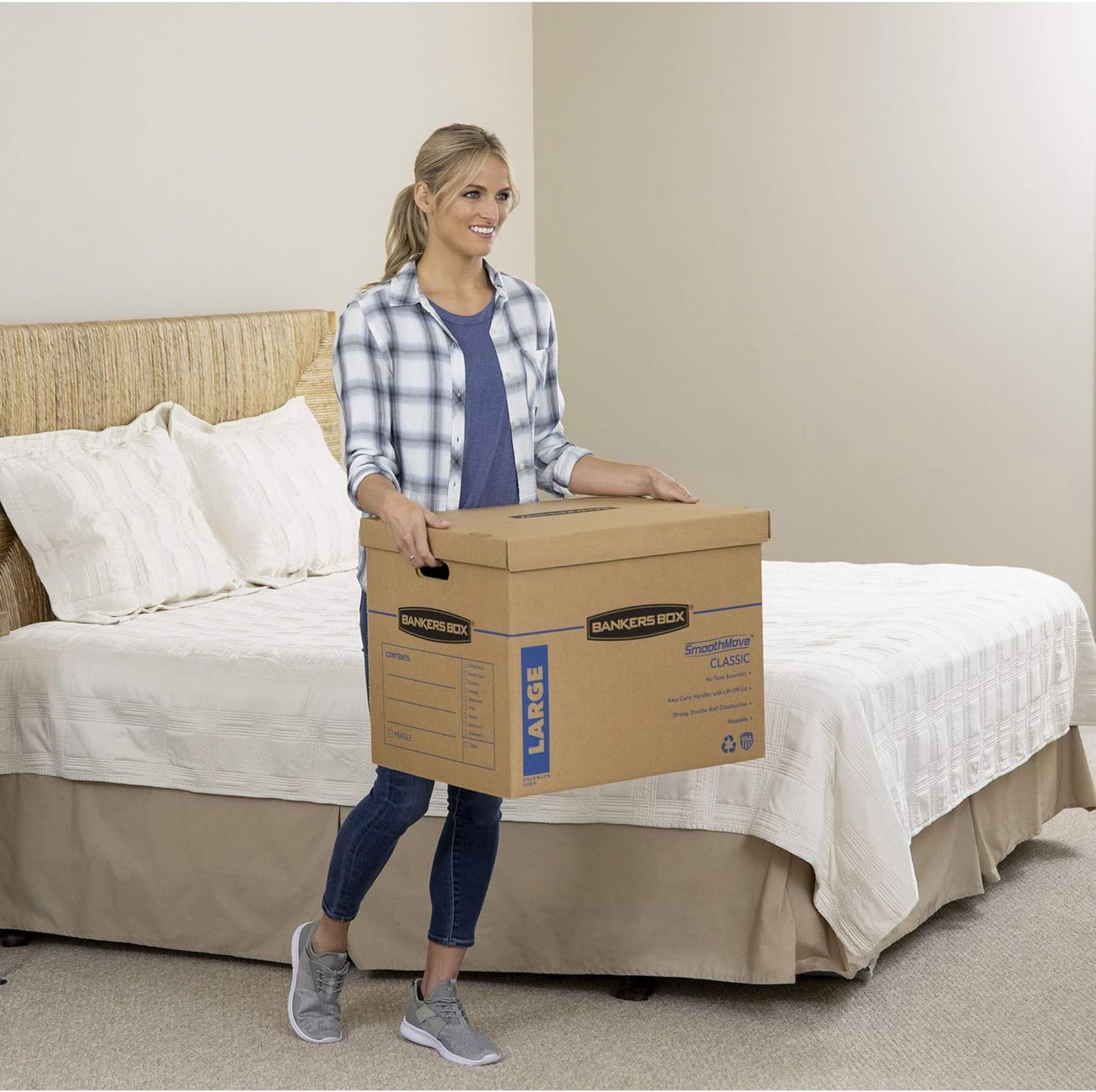 Bankers Box Classic Moving Box 12 Pack Kit, Reinforced Handles, Tape-Free Assembly, Box with Lid, 8 Small and 4 Medium Boxes (7716401)
