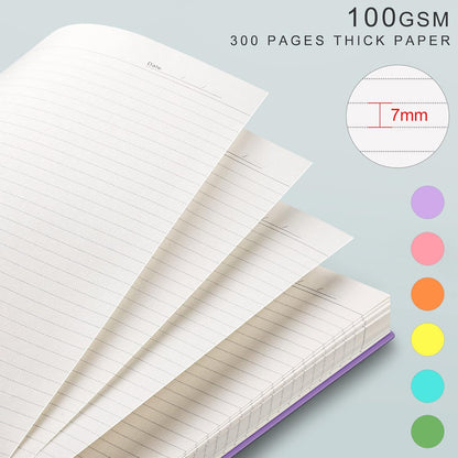EMSHOI A5 Spiral Notebook College Ruled Lined Journal, Small 5.7" X 8.22", 300 Pages/150 Sheets, 100gsm Thick Paper, Waterproof Hardcover, for Office School Women Men Work Writing Notes, Blue