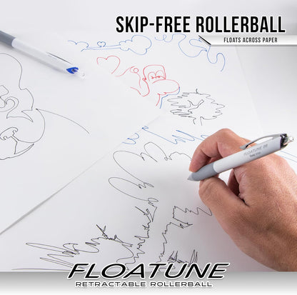 Pentel Floatune Retractable Rollerball, 0.8mm Medium Point, Black Ink, 5-pk (BY208PF5A)