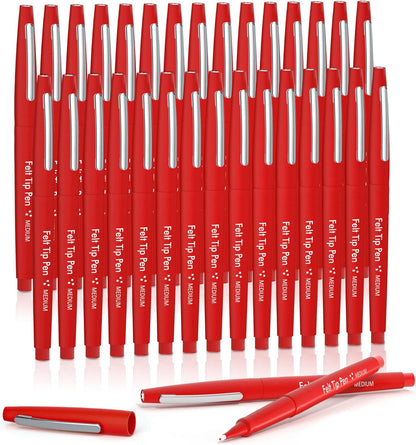 Lelix Felt Tip Pens, 30 Black Pack, 0.7mm Medium Point, Felt Tip Markers Pens for Journaling, Writing, Note Taking, Planner, Perfect for School Office and Art Supplies