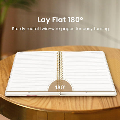 Taja Lined Spiral Journal Notebook for Women, A5 Cute College Ruled Hardcover Notebook for Work & Note Taking, Pretty Journal for Writing, 140 Pages, Flower Garden