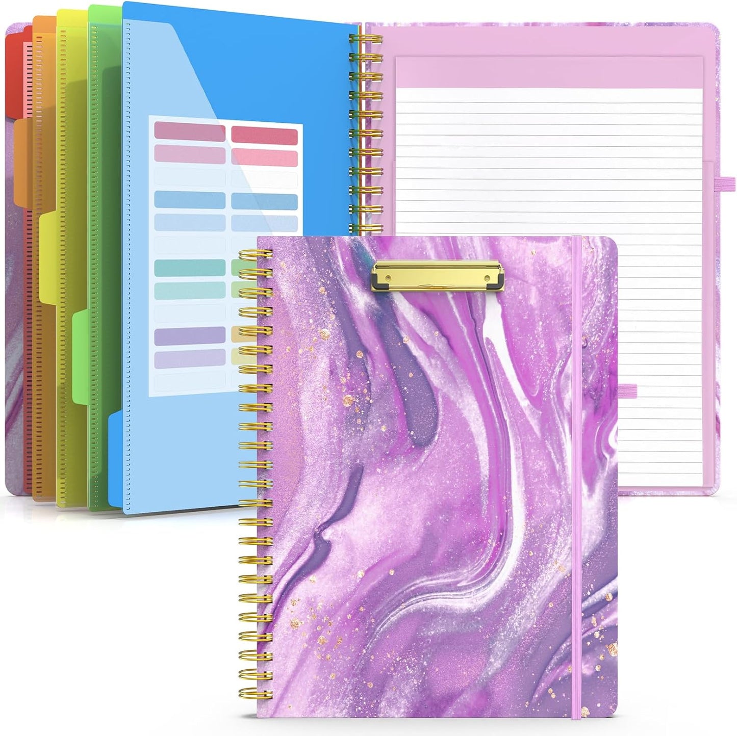 Sooez Clipboard with Refillable Notepad, Clipboard Folder with 10 Storage Pockets for Letter Size, Spiral Clipboard Notebook, Cute Portfolio for School Office Nursing