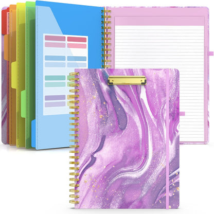 Sooez Clipboard with Refillable Notepad, Clipboard Folder with 10 Storage Pockets for Letter Size, Spiral Clipboard Notebook, Cute Portfolio for School Office Nursing