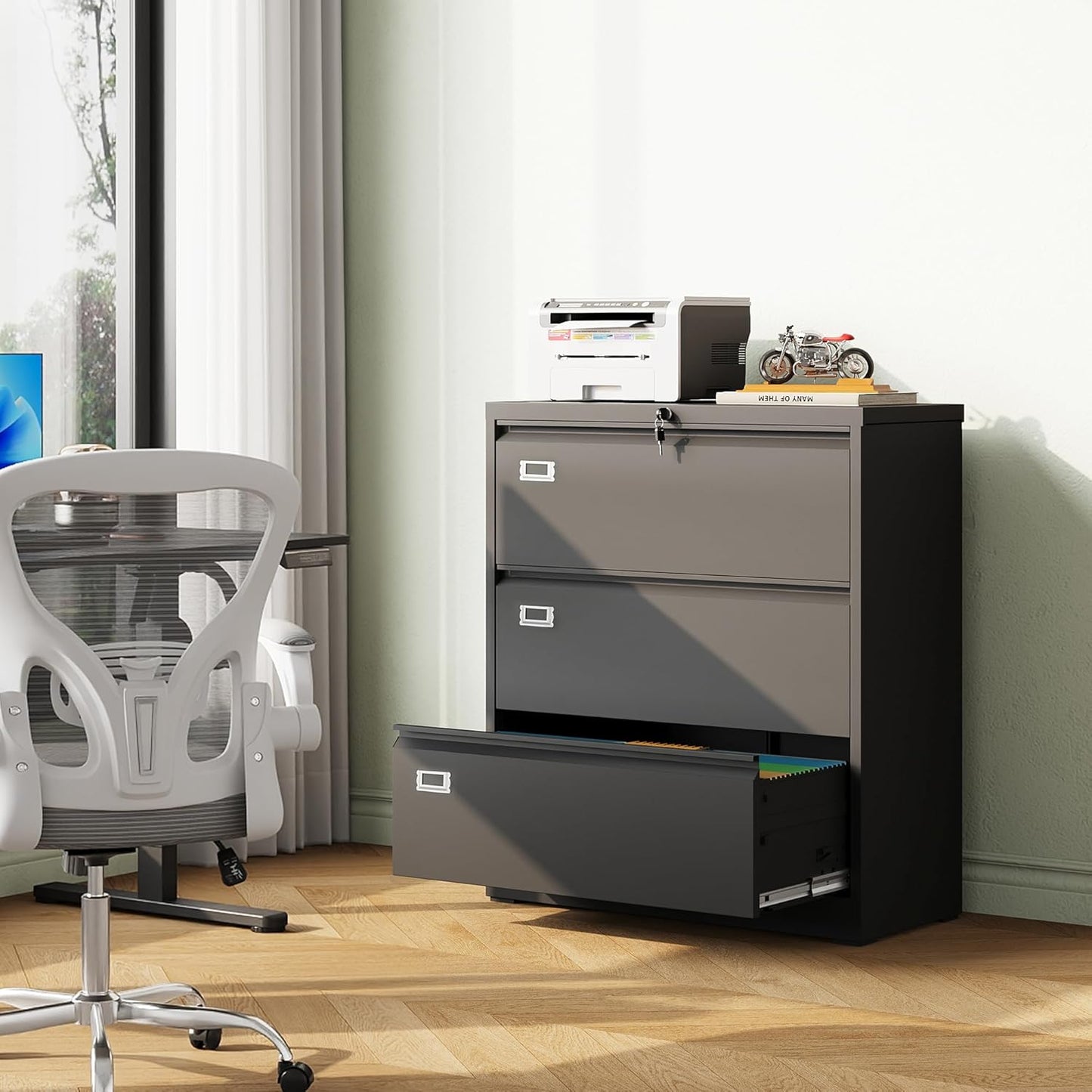 DEVAISE 3 Drawer Mobile File Cabinet Under Desk Office, Fully Assembled Except Casters, Letter/Legal Size, Black