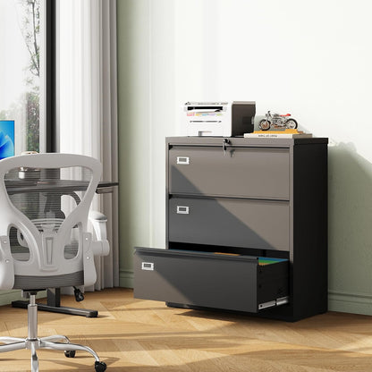 DEVAISE 3 Drawer Mobile File Cabinet Under Desk Office, Fully Assembled Except Casters, Letter/Legal Size, Black