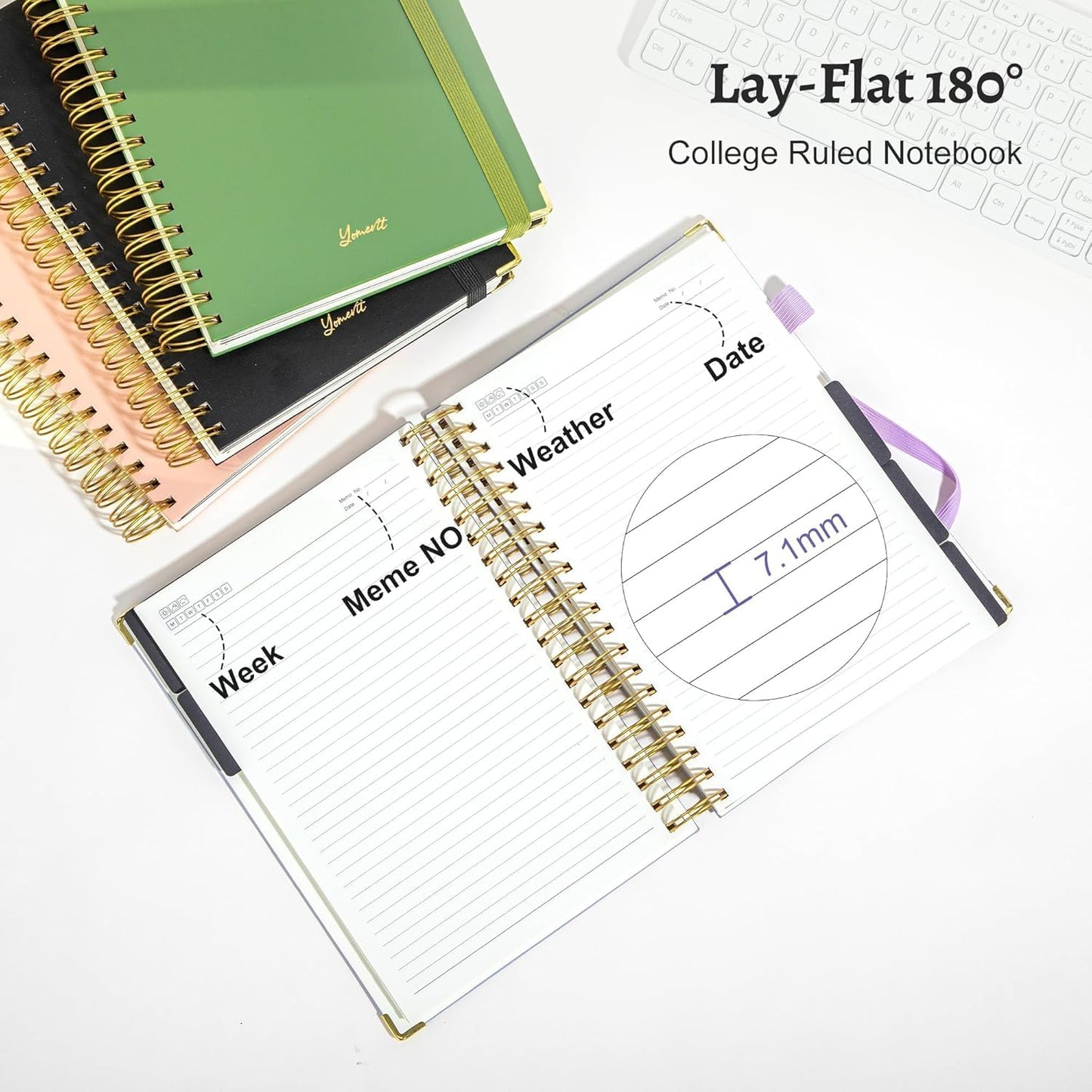 Hardcover Spiral Notebook with Tabs 8"x10" Large Spiral Lined Journals for Women with Dividers 240 Pages College Ruled Composition Notebook 5 Subject Notebook for Work, Back to School, Gifts, Purple