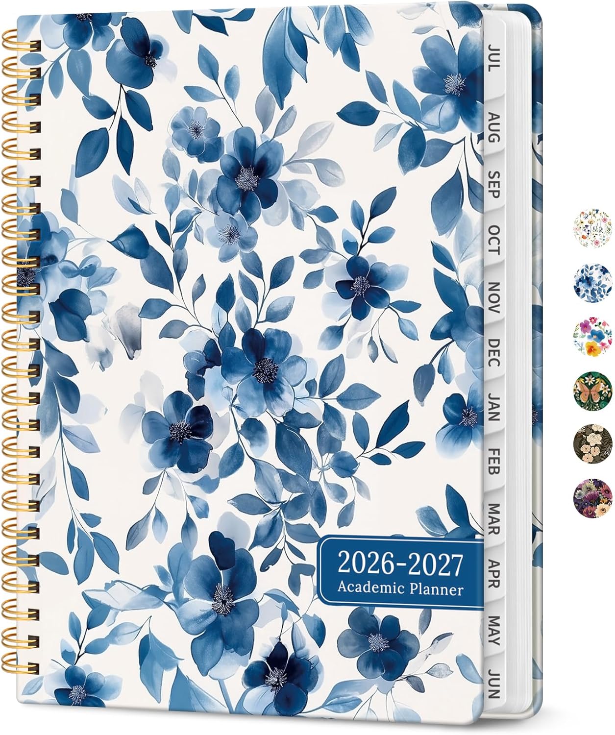 Planner 2026-2027, Academic Year Monthly and Weekly Calendar Planner, Jul 2026 - Jun 2027, Hardcover Teacher Student Planning Agenda book with Tabs, Perfect for School Office Supplies, 6.3" x 8.5" - Wildflowers