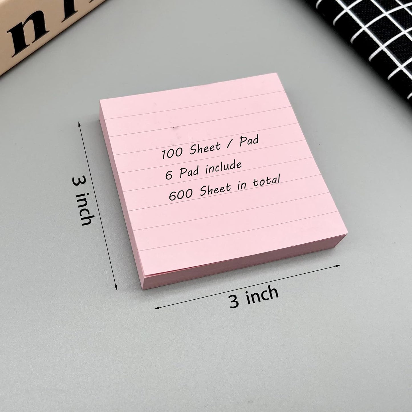 ZYTIN Pop Up Sticky Notes Lined 3x3 inch, Easy to Post Sticky Notes with Lines, 600 Sheet, Pink Purple Blue Yellow Green Orange Color, Office Accessories