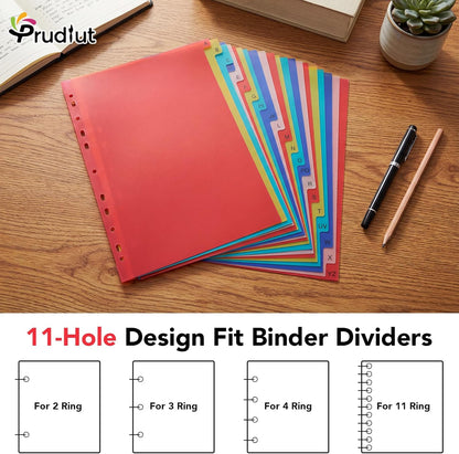 21 Tab A-Z Binder Dividers, 3 Ring Plastic Binder Dividers with Tabs Multicolor Alphabet Dividers for 2/3/4/11 Ring Binders, Letter Size (8.2×11.6 Inch)