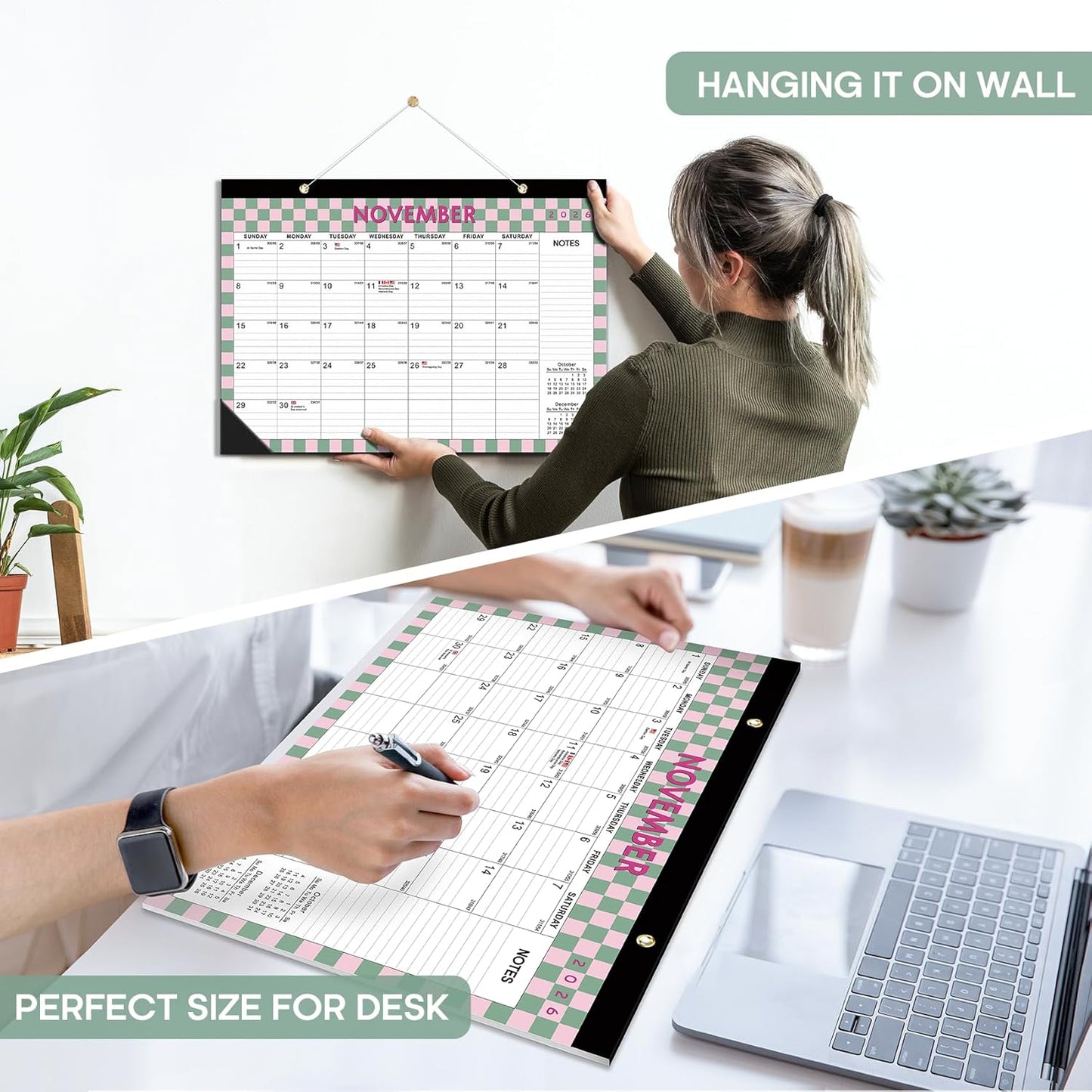 Desk Calendar 2026-2027, 21-Month Calendar Runs Until June 2027, Large 17" x 12" Monthly Desktop & Wall Calendar for Home & Office - Floral