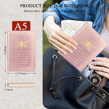 Dragonfly Gifts for Women,Journal for Women,A5 Hardcover Leather Journal - 200 Pages Premium Paper Notebook, Journal Notebook for School, Work (Dragonfly Pink)