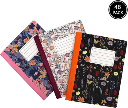 Pukka Pad, Composition Notebooks - 3 Pack of Journals Featuring 140 Pages of College Ruled 80GSM Paper with Sturdy Cover Stock - 9.75 x 7.5in - Bloom