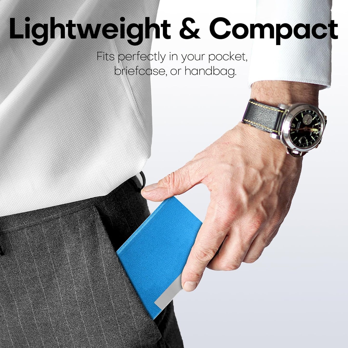 Padike Business Card Holder/ Case Professional PU Leather & Stainless Steel Multi Wallet Credit Card ID Case/Holder for Men & Women. (Black)