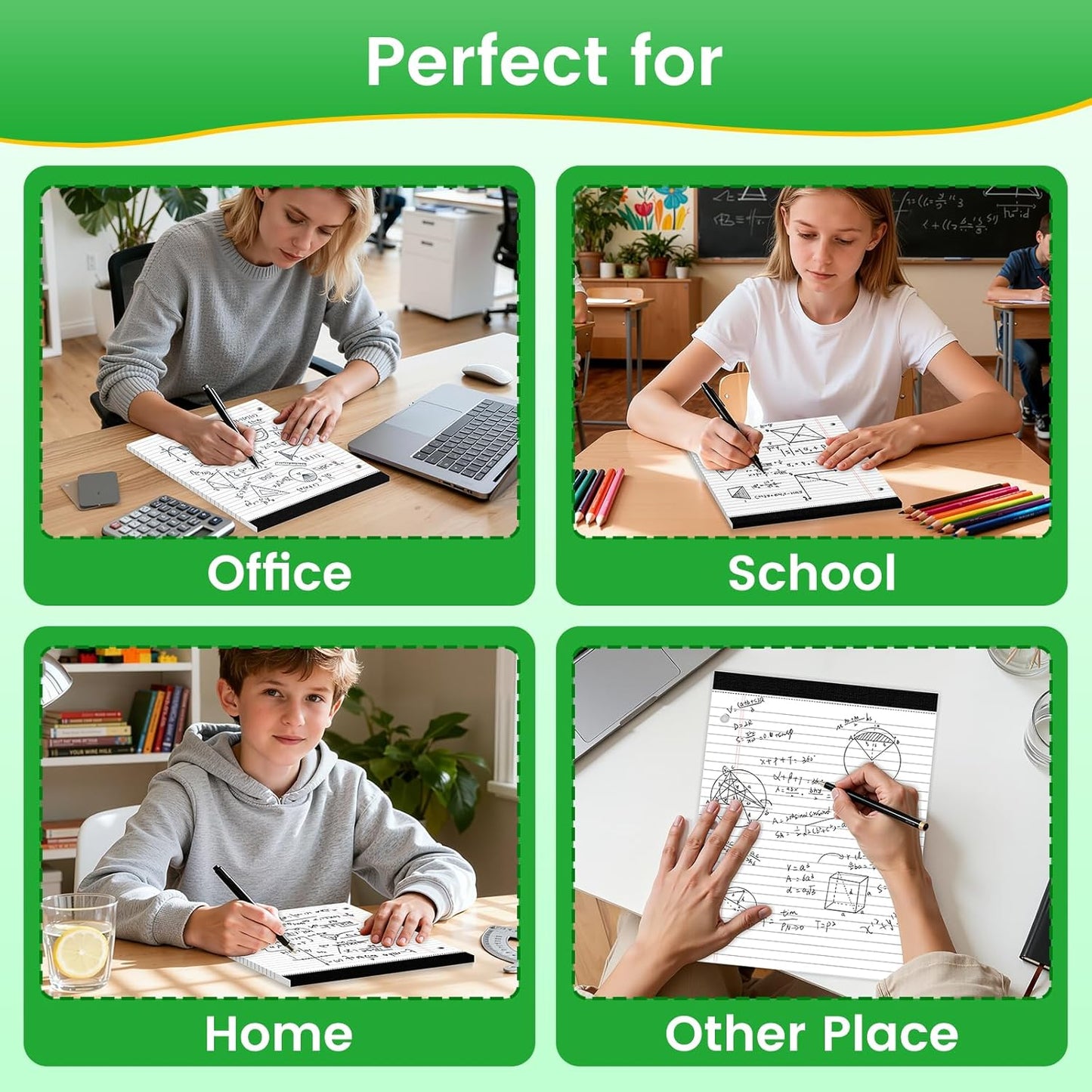 3 Hole Legal Pad 8.5 x 11, 3 Pack White Note Pads, Notebook Paper Wide Ruled, Writing Paper Pads, Notepads with Binder Holes, Lined Paper 8.5x11, Ideal for School, Home, Office, 30 Sheets/Pack