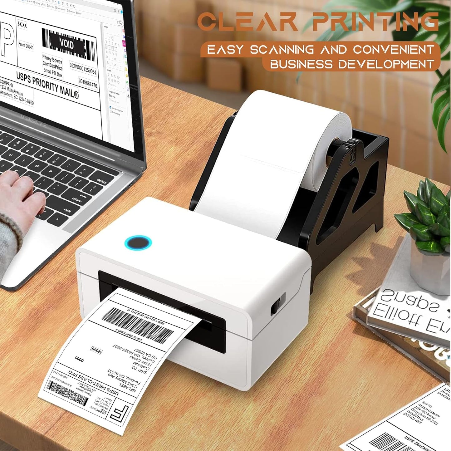MFLABEL 4x6 Thermal Shipping Labels - 2 Rolls of 250, Perforated & Smudge-Proof Direct Thermal Labels Compatible with Rollo, Zebra, for Amazon UPS FedEx Shopify