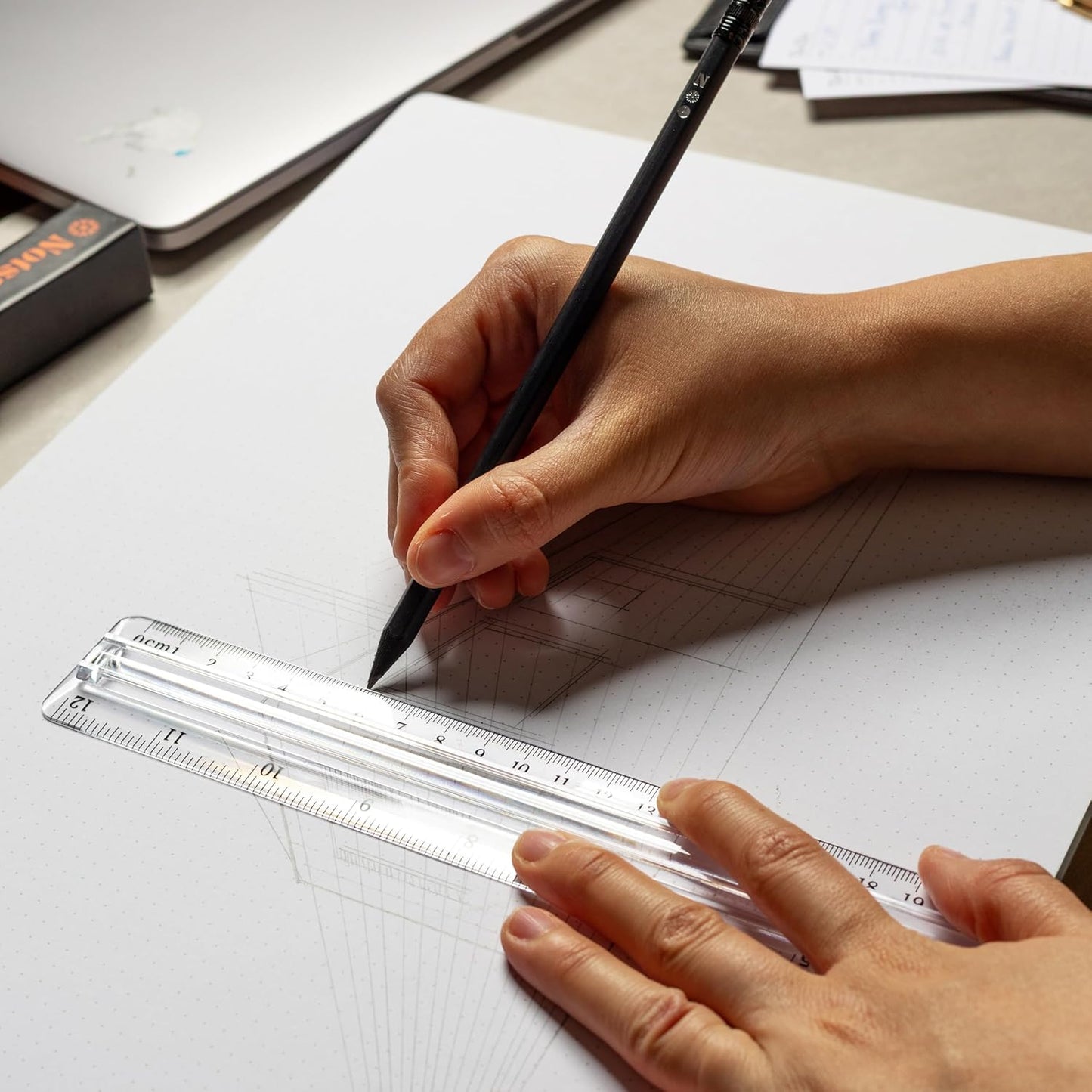 Notsu Graph Notepads 11 x 17 inch | Large Graphing Double Sided Drafting Pads with 1/4" Quad Grid Premium Thick Paper 120gsm