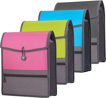 Expanding File Folder Document Organizer with Elastic Cord & Button Closure, Letter Size, 3.5" Expansion, Letter A4 Expandable File Folder for Home School Office Organization, 3 Pack