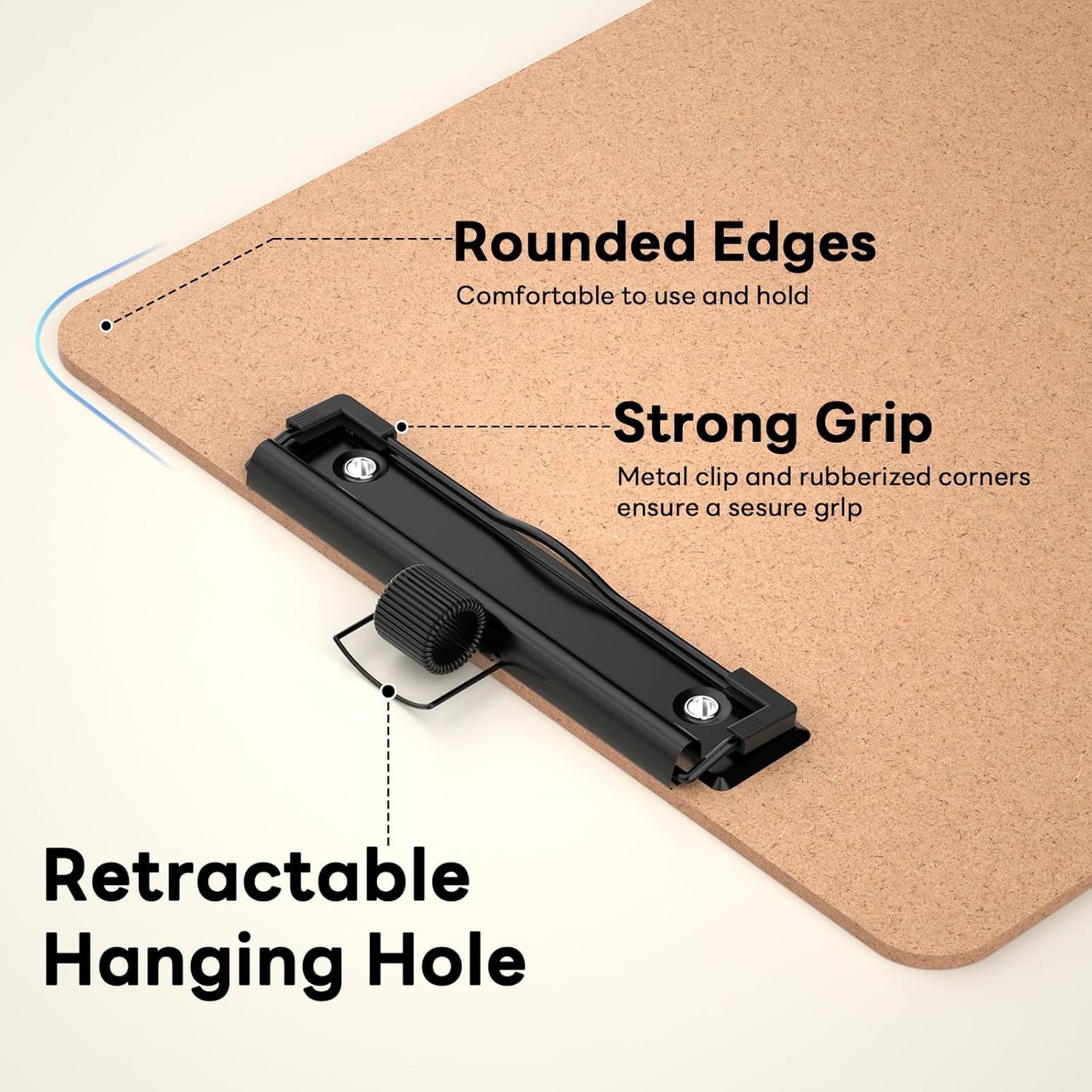 2 Pack Wood Retro Clipboards, 9 x 12.5'' Letter Size for Classroom, Students, Kid, 8.5 x 11'' Decoration Clip Board with Low Profile Copper Clip, Office & School Supplies